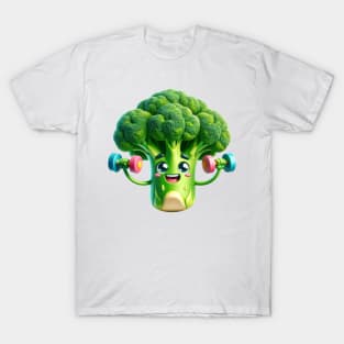 Fit & Fun Broccoli Mascot – Health and Fitness Enthusiast Sticker T-Shirt